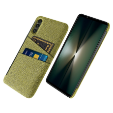 A-One Brand - Sony Xperia 1 VII Mobilskal med Dual Kortfack Tyg + PC - Gul
