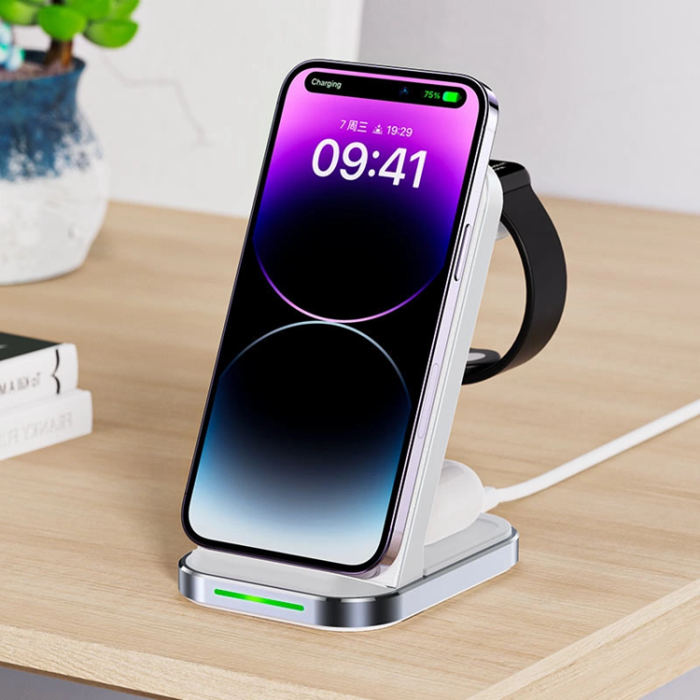 Acefast - Acefast 3-in-1 Trådlös Laddare iPhone, Apple Watch, AirPods - Vit