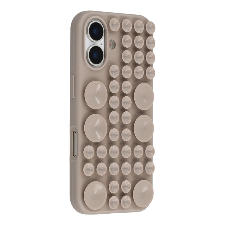 iPhone 16 Mobilskal Sugkopp Silikon med Tygfoder - Grå (Titangrå) | 2353 | AlltMobil