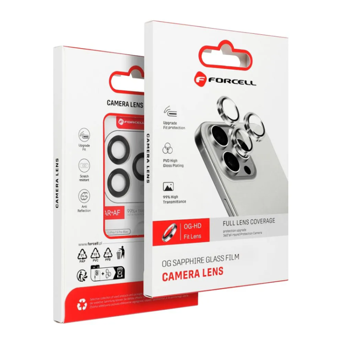 Forcell - Forcell iPhone 16 Pro/16 Pro Max Härdat Glas Kameraskydd Premium