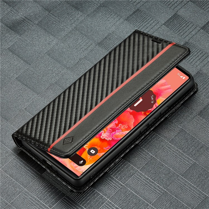 LC.imeeke - LC.IMEEKE Google Pixel 7A Plånboksfodral Carbon Fiber - Svart