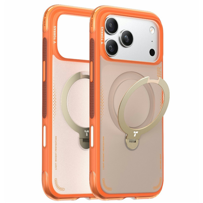 Torras - TORRAS iPhone 17 Pro Mobilskal MagSafe Ostand Q3 Air - Orange