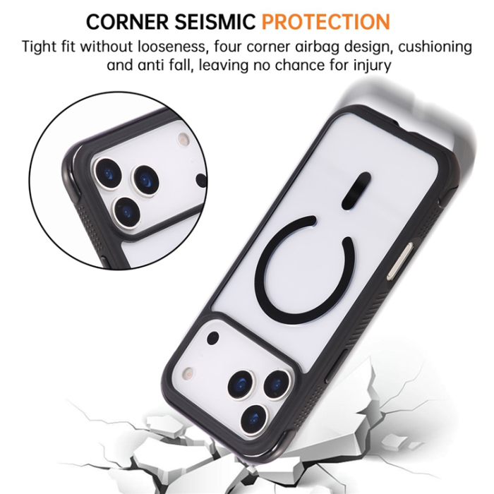 A-One Brand - iPhone 17 Pro Max Mobilskal MagSafe TPU+PC Transparent - Svart
