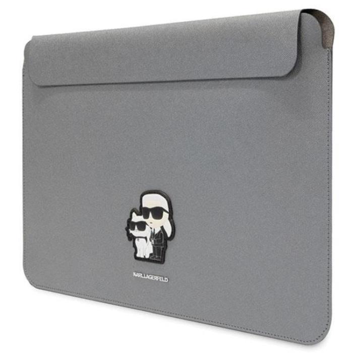 KARL LAGERFELD - Karl Lagerfeld Datorfodral 14'' Saffiano Karl & Choupette - Silver