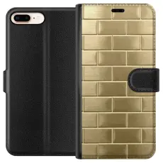 Gustaf - Pl&aring;nboksfodral till Apple iPhone 8 Plus med Gyllene Murstenar