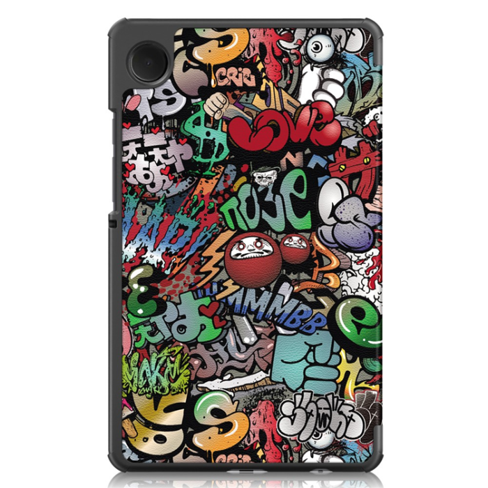A-One Brand - Galaxy Tab A9 Fodral Pattern Printing Tri-fold Läder