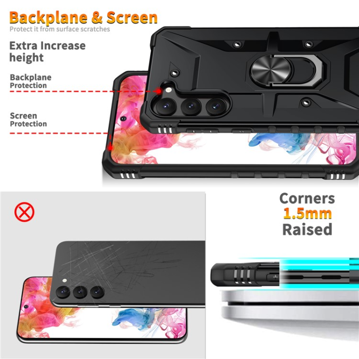 OEM - Galaxy S23 Plus Mobilskal Ringhållare Military - Svart