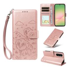 OEM - Samsung Galaxy A57 Pl&aring;nboksfodral Konstl&auml;der RFID Skydd - Rosa