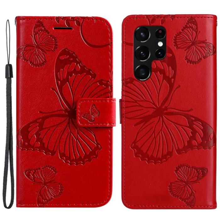 OEM - Butterfly Imprinted Fodral Galaxy S22 Plus - Röd