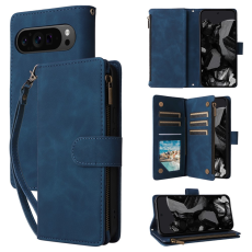 A-One Brand - Google Pixel 9 Pro XL/10 Pro XL Plånboksfodral Zipper med Strap - Blå