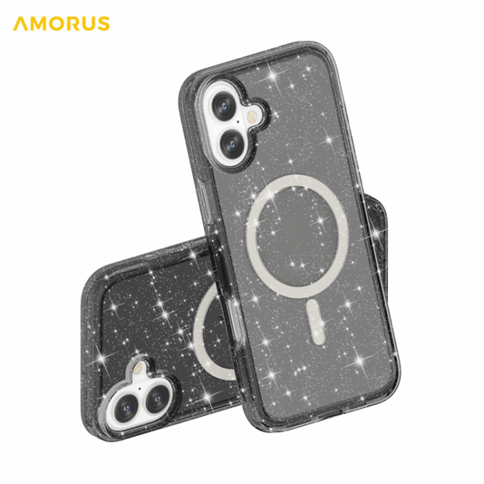 AMORUS - AMORUS iPhone 17 Mobilskal Magsafe Glitter Powder PC + TPU