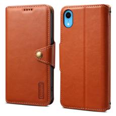 DENIOR - DENIOR iPhone XR Pl&aring;nboksfodral Konstl&auml;der med Konstl&auml;dertextur - Brun