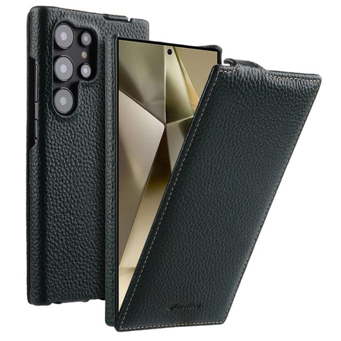 Melkco - MELKCO Mobilskal till Samsung Galaxy S25 Ultra Vertikalt Flip Äkta Läder Grön