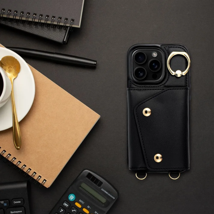 A-One Brand - iPhone 16 Pro Mobilskal Wonder Korthållare - Svart