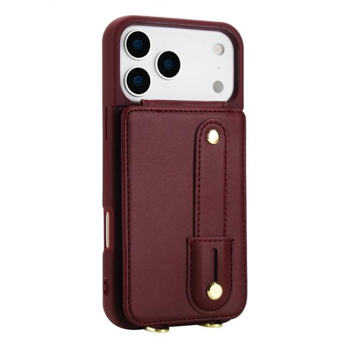 A-One Brand - iPhone 17 Pro Max Mobilskal korthållare Med Axelrem - Vinröd