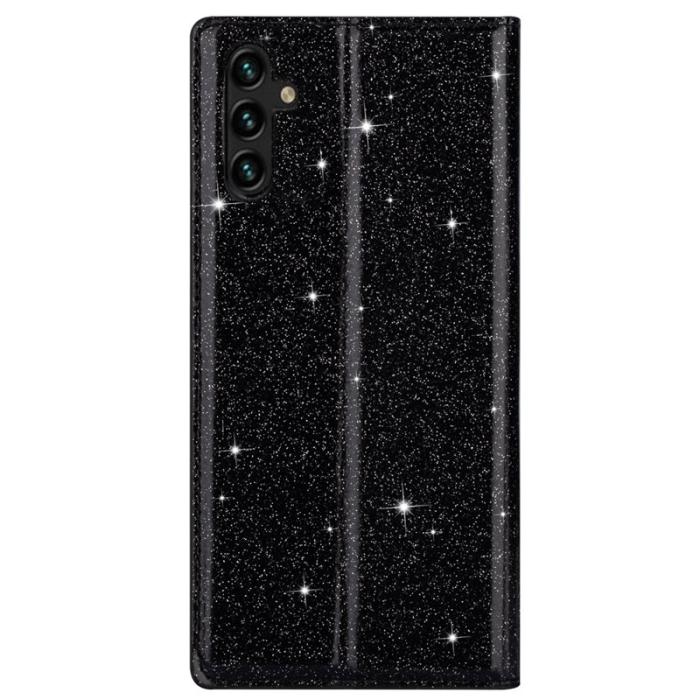 OEM - Mobilskal till SAMSUNG Galaxy S26 Glittrig PU Läder + TPU Kortfack - Svart