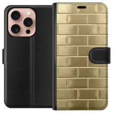 Gustaf - Pl&aring;nboksfodral till Apple iPhone 16 Pro med Gyllene Murstenar