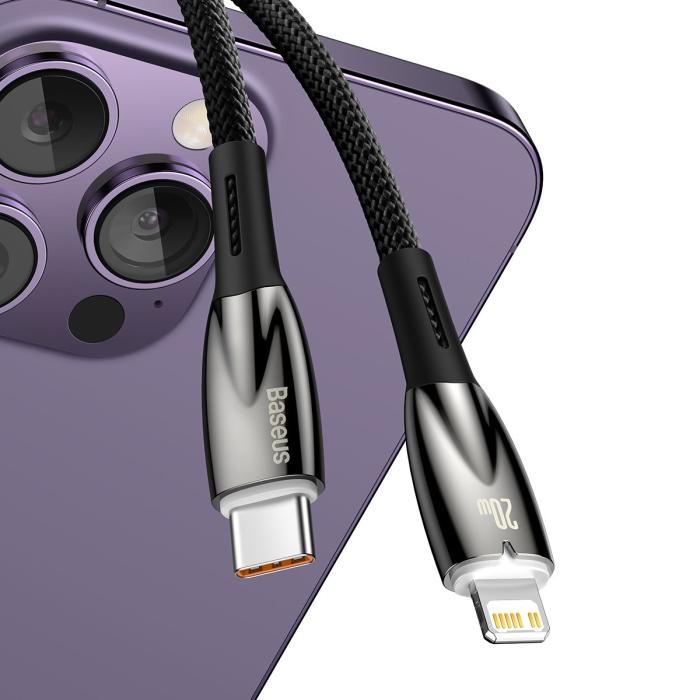 BASEUS - Baseus USB-C till Lightning kabel 1m Glimmer 20W - Svart
