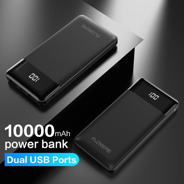 Floveme - Floveme Powerbank Twill Digital Display 10000mah - Svart