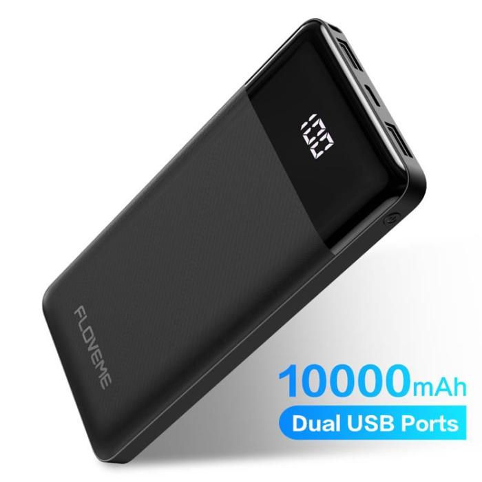 Floveme - Floveme Powerbank Twill Digital Display 10000mah - Svart