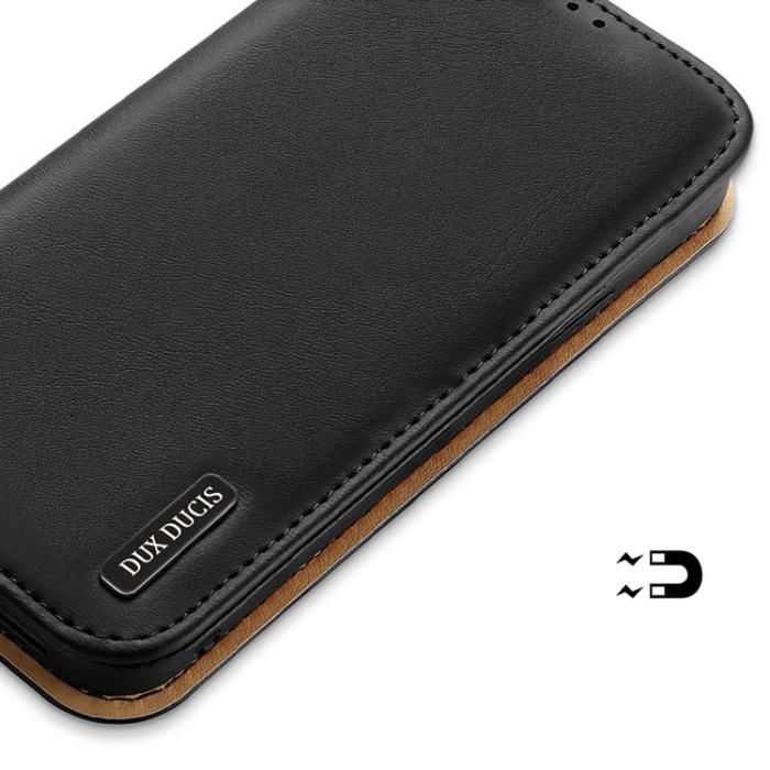 Dux Ducis - Dux Ducis iPhone 14 Pro Max Plånboksfodral Äkta Läder Hivo Flip - Svart