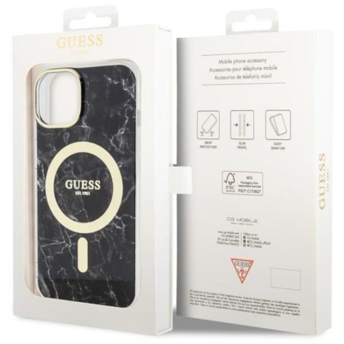Guess - Guess iPhone 14 Mobilskal MagSafe Marble - Svart
