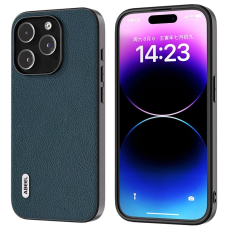 ABEEL - ABEEL iPhone 15 Pro Max Mobilskal Äkta Läder Litchi - Grön