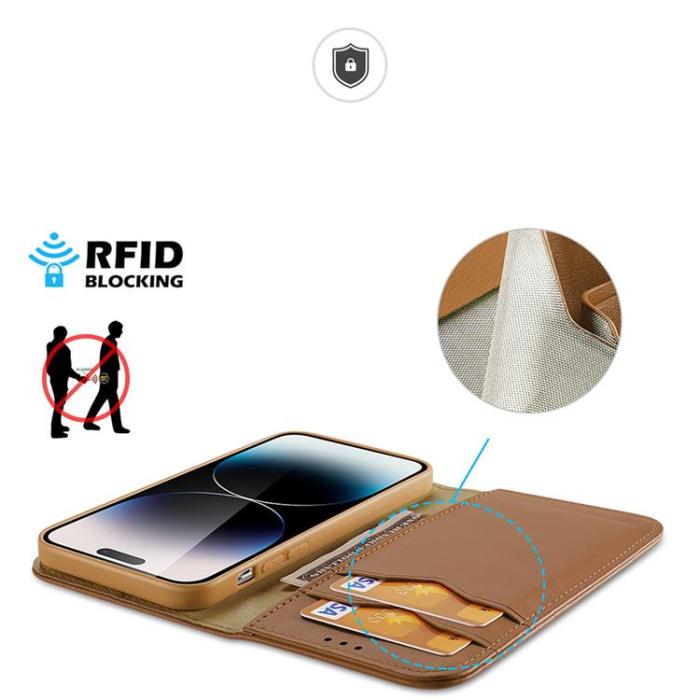 Dux Ducis - Dux Ducis iPhone 15 Pro Max Plånboksfodral Hivo - Brun