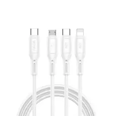 WIWU - WIWU 3in1 USB-C Till USB-C Lightning Micro-USB Kabel 60W 1m Starlink - Vit
