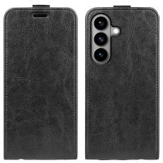 OEM - Samsung Galaxy S26 Fodral Med Kortfack Vertikal Flip KonstL&auml;der - Svart