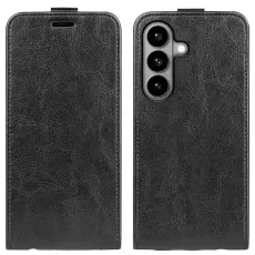 OEM - Samsung Galaxy S26 Fodral Med Kortfack Vertikal Flip KonstL&auml;der - Svart