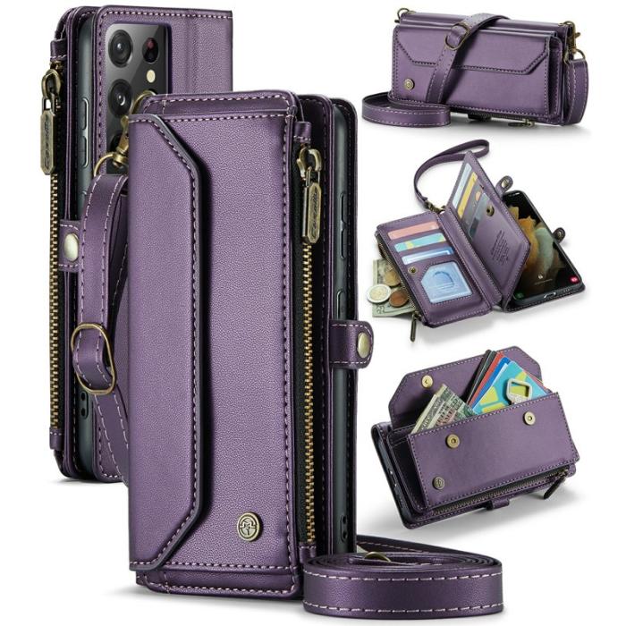 Caseme - CASEME Plånboksfodral Konstläder för Samsung Galaxy S21 Ultra 5G - Lila