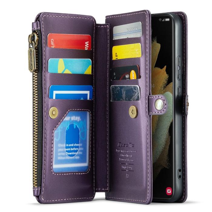 Caseme - CASEME Plånboksfodral Konstläder för Samsung Galaxy S21 Ultra 5G - Lila
