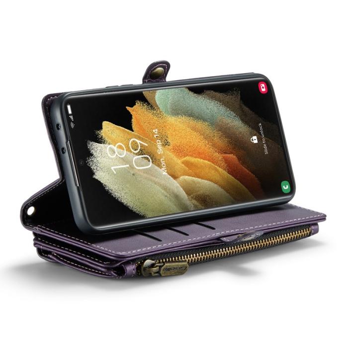 Caseme - CASEME Plånboksfodral Konstläder för Samsung Galaxy S21 Ultra 5G - Lila