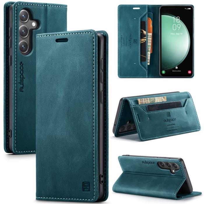 AUTSPACE - AUTSPACE Samsung Galaxy S23 FE Wallet Fodral KonstLäder - Blå