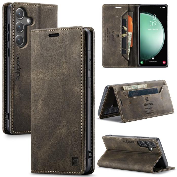 AUTSPACE - AUTSPACE Samsung Galaxy S23 FE Wallet Fodral KonstLäder - Kaffe