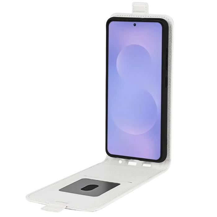 OEM - Mobilskal till Samsung Galaxy S26 med Kortfack Vertikal Flip Konstläder - Vit