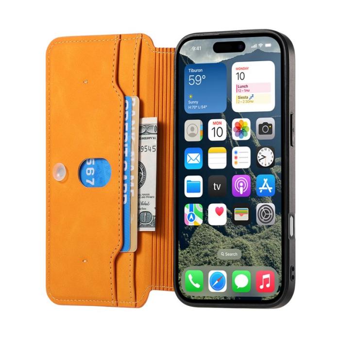 CASENEO - CASENEO iPhone 16 Pro Plånboksfodral Konstläder - Gul