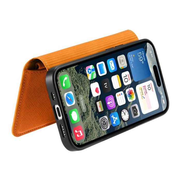 CASENEO - CASENEO iPhone 16 Pro Plånboksfodral Konstläder - Gul
