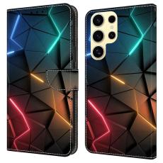 OEM - Samsung Galaxy S26 Ultra Pl&aring;nboksfodral St&auml;llning Konstl&auml;der - Ljus Sprickor