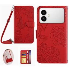 OEM - Mobilskal till Samsung Galaxy S26 Ultra Med Blomtryck KonstL&auml;der - R&ouml;d