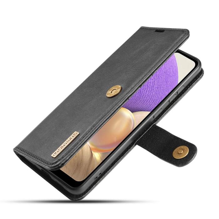 DG.MING - DG.MING Samsung Galaxy A32 5G Plånboksfodral Äkta läder - Svart