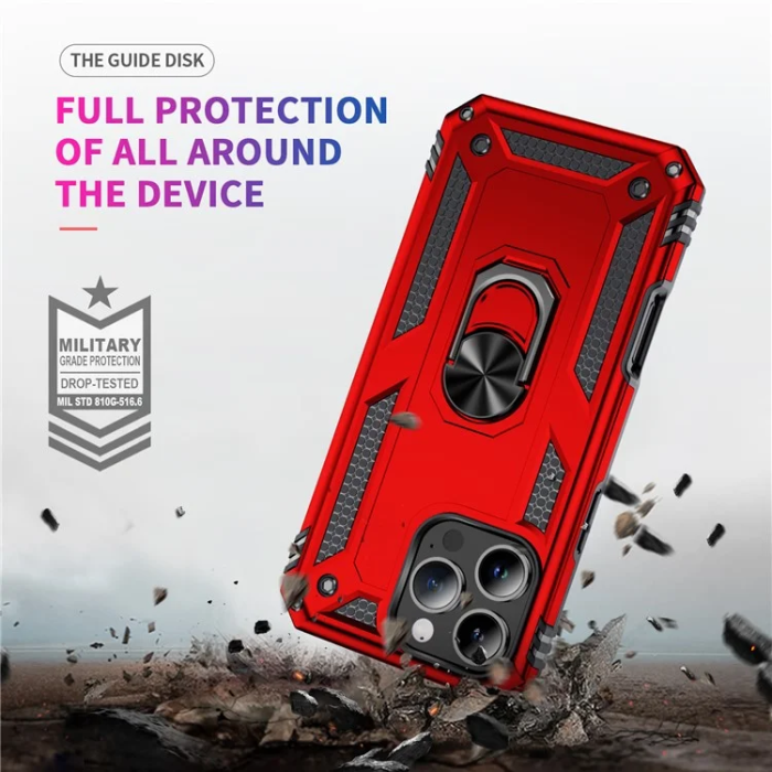 A-One Brand - iPhone 16 Pro Max Mobilskal Anti-drop med Kickstand - Röd