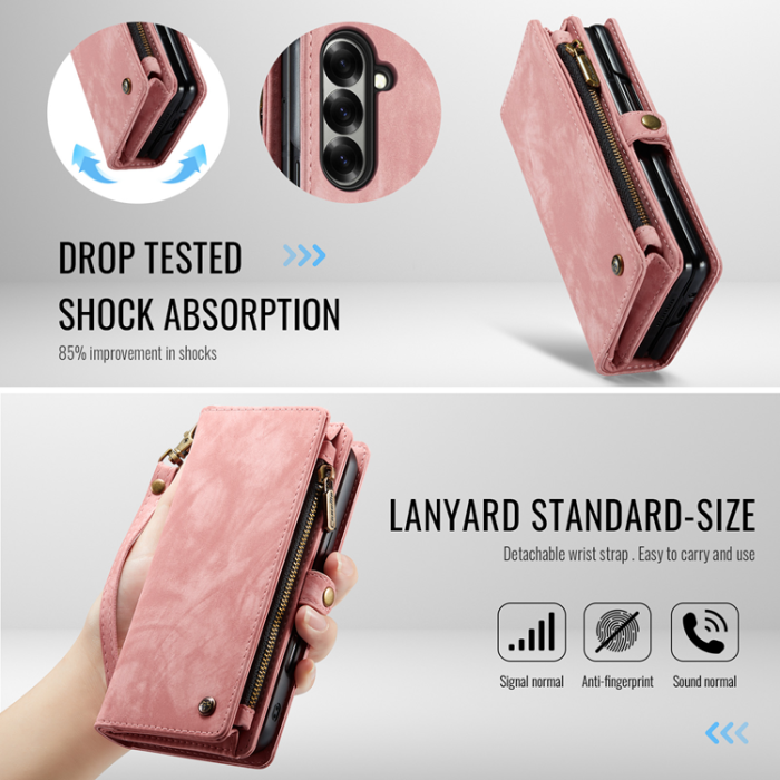 Caseme - CASEME Galaxy Z Fold 7 Plånboksfodral Med Rem - Rosa