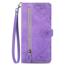 A-One Brand - Xiaomi 15 Ultra Plånboksfodral Flower Imprint Zipper - Lila