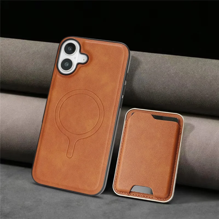 A-One Brand - iPhone 17 Mobilskal Magsafe korthållare - Brun