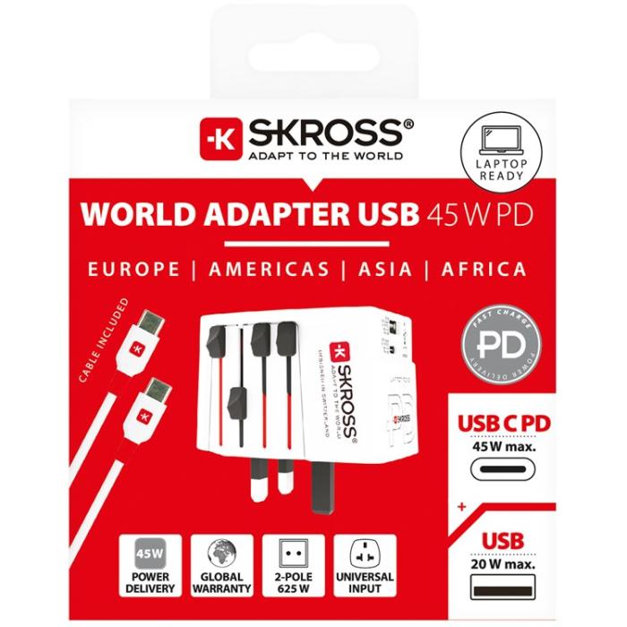 SKross - SKross World Adapter MUV USB-C/USB-A - Vit