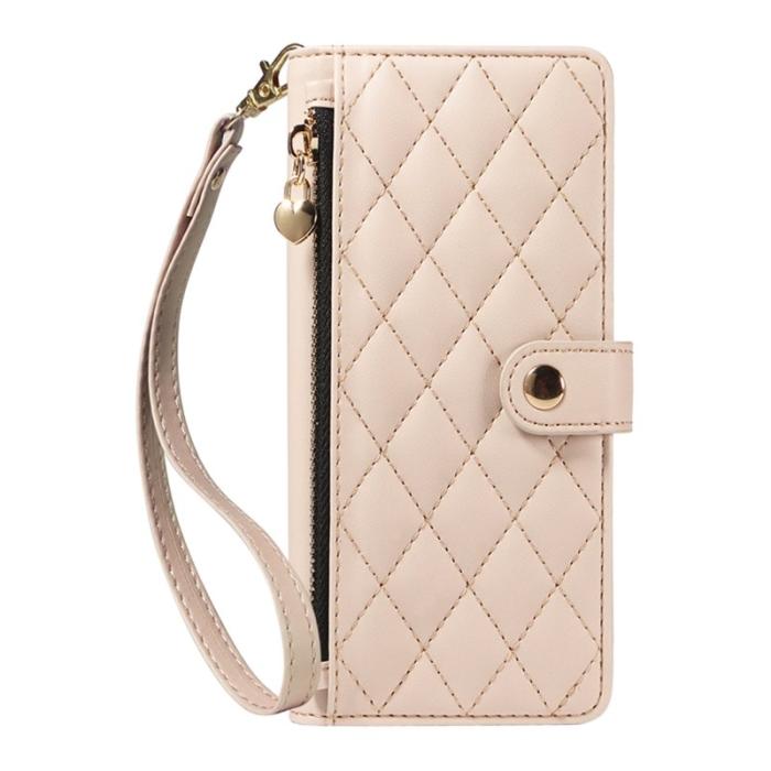 OEM - Rhombus Samsung Galaxy S26 Ultra Fodral Äkta Läder Ställ - Beige