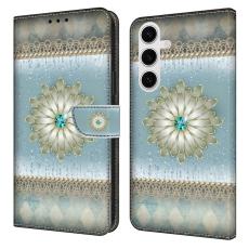 OEM - Samsung Galaxy S26 Fodral M&ouml;nstertryck St&auml;ll L&auml;der Flip - Bl&aring; Diamant Blomma