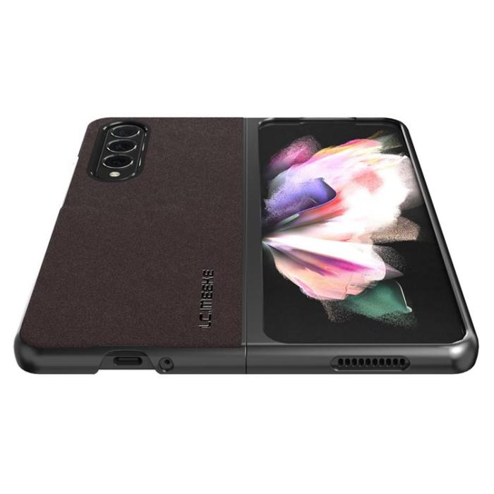 LC.imeeke - LC.IMEEKE Galaxy Z Fold 4 Skal TPU-ram Läder - Brun